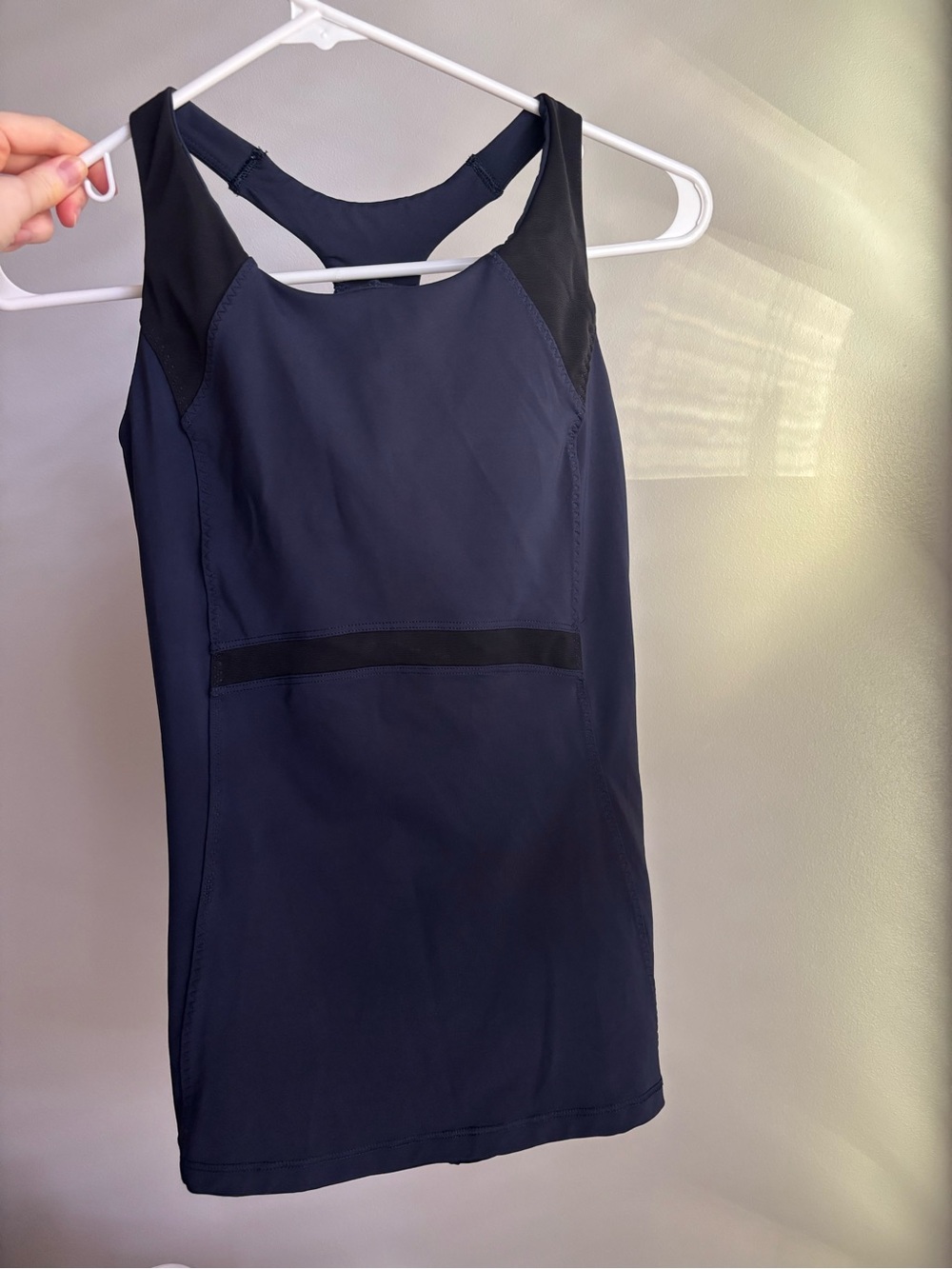 Athleta Navy Tank with Black Racerback Accents